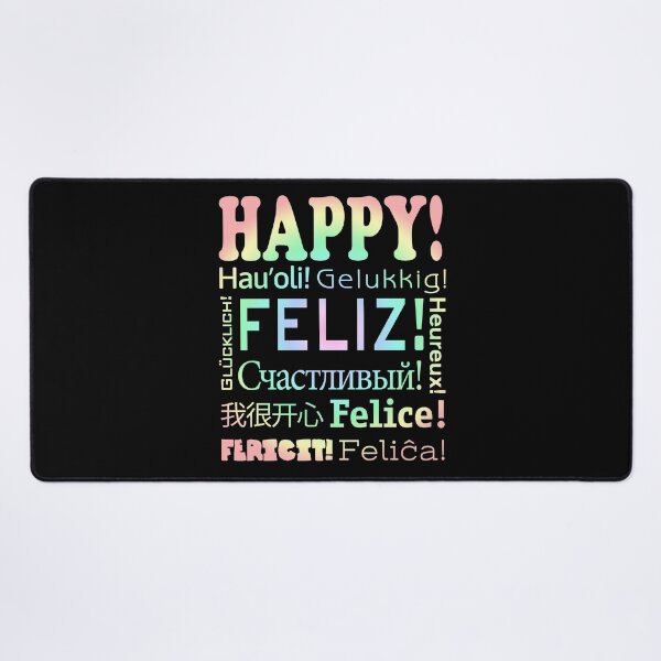 Item preview, HAPPY! in 11 languages - Dark background PASTELS designed and sold by MantixArt.