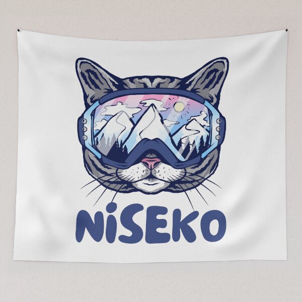 Item preview, Niseko Japan Cat Skier Snowboarder Mountain Lover designed and sold by Hoiho Adventure Shirts.
