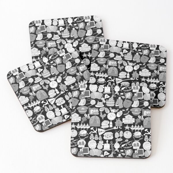 Item preview, Russian Travel Icons Pattern Black And White designed and sold by RussianGifts.