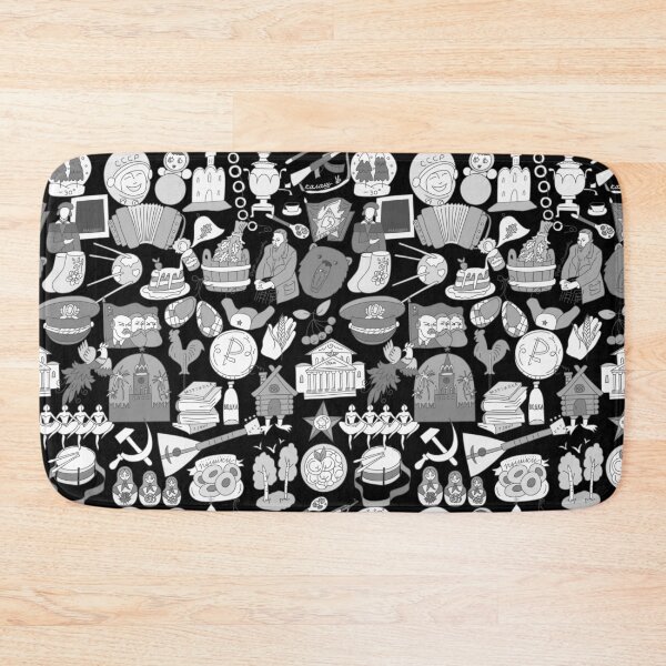 Item preview, Russian Travel Icons Pattern Black And White designed and sold by RussianGifts.