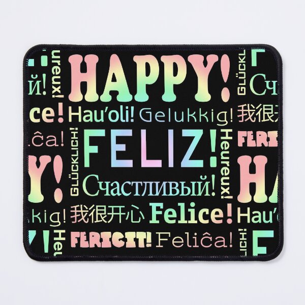 Item preview, HAPPY! in 11 languages - Dark background PASTELS - PATTERN designed and sold by MantixArt.