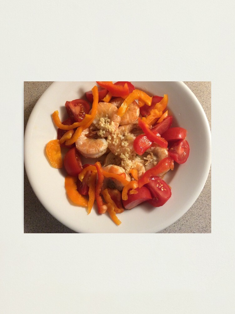 Thumbnail 2 of 3, Photographic Print, “Shrimp with Peppers, Please” ~ She Likes to Cook designed and sold by CarmelArtist.