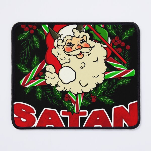 Item preview, SATAN CLAUS Funny Christmas Satanic Santa Claus Occult Candy Cane Pentagram designed and sold by RandomWeird.