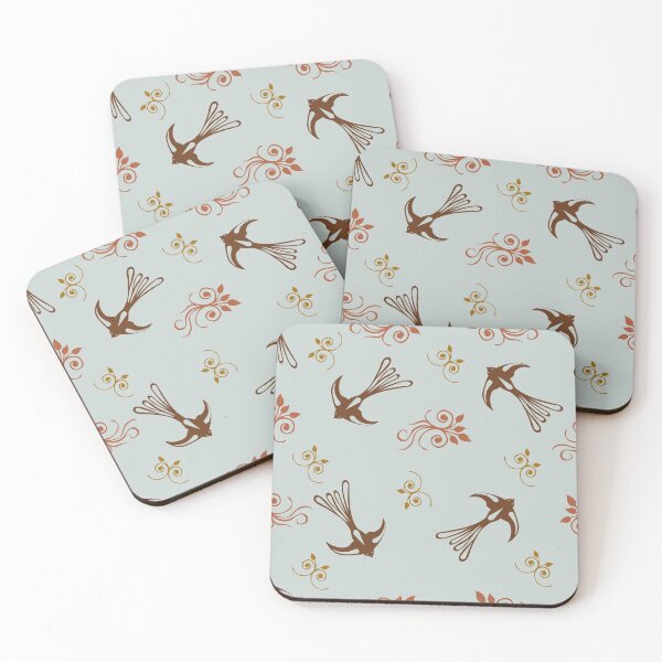 Item preview, Brown Birds and Flowers Vintage Pattern designed and sold by Missing In Art.