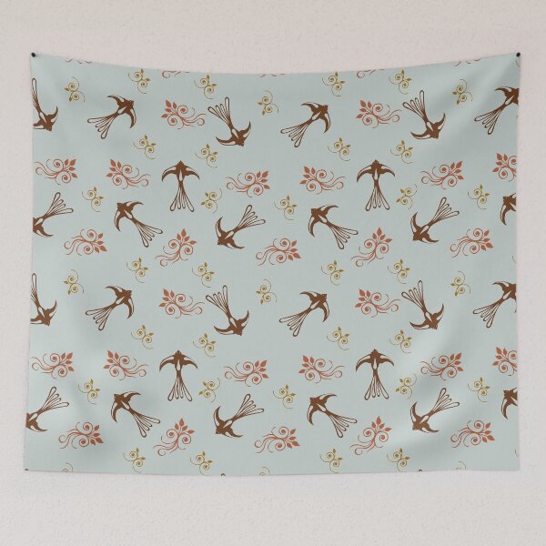 Item preview, Brown Birds and Flowers Vintage Pattern designed and sold by Missing In Art.