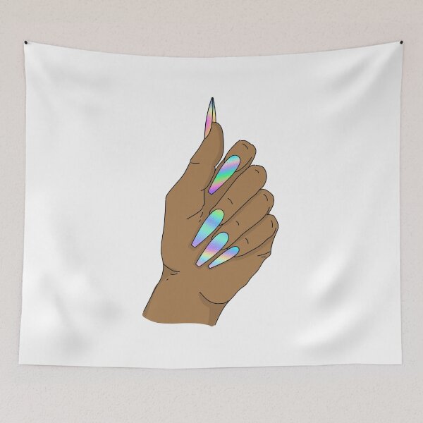 Item preview, Hand with long holographic nails designed and sold by savanamms6.