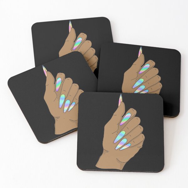 Item preview,  Hand with long holographic nails designed and sold by savanamms6.