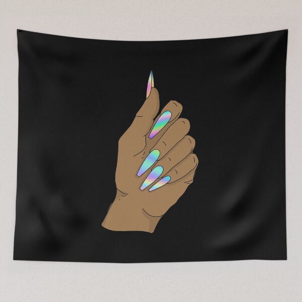 Item preview,  Hand with long holographic nails designed and sold by savanamms6.