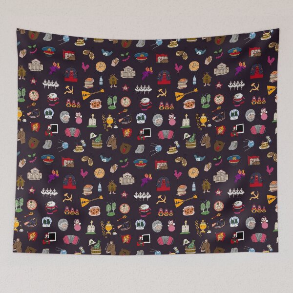 Item preview, Russian Travel Icons Pattern Colored designed and sold by RussianGifts.