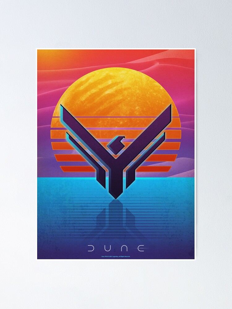 Dune 2021 Fan Art House Atreides Symbol Outrun Style Poster By