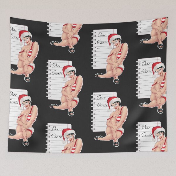 Item preview, Dear Santa... Merry Christmas pinup girl drawing designed and sold by AnnaRuz.