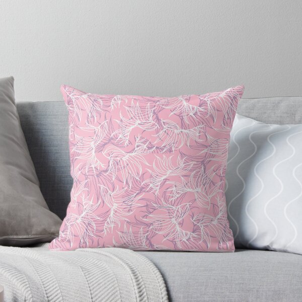 Item preview, Leaves white and blue line on pink seamless pattern designed and sold by Yulia Chepurova.