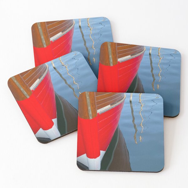 Item preview, Reflections of a red wooden boat, Klosters, Hiddensee, DE designed and sold by Michael Brewer.