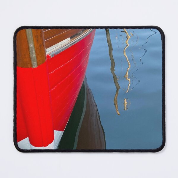 Item preview, Reflections of a red wooden boat, Klosters, Hiddensee, DE designed and sold by Michael Brewer.
