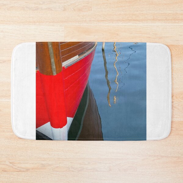 Item preview, Reflections of a red wooden boat, Klosters, Hiddensee, DE designed and sold by Michael Brewer.