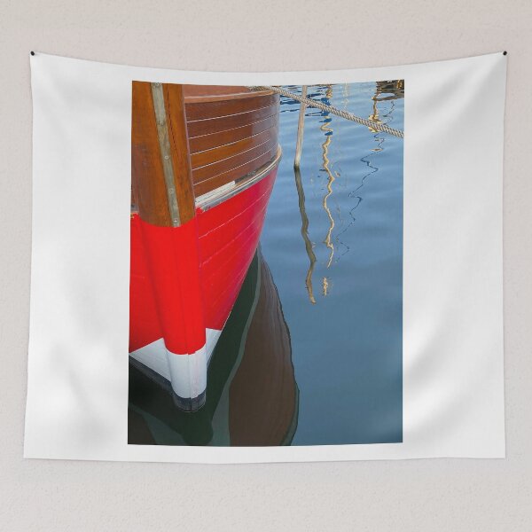 Item preview, Reflections of a red wooden boat, Klosters, Hiddensee, DE designed and sold by Michael Brewer.
