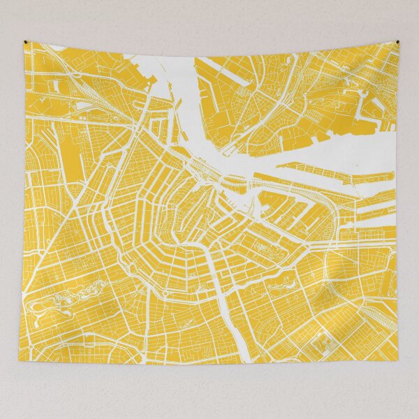 Item preview, Amsterdam, Netherlands, City Map - Yellow designed and sold by helloadventure.