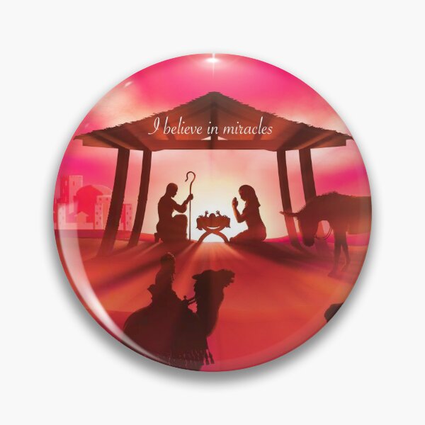 Item preview, I Believe in Miracles - Christmas Nativity Pink Orange Effect designed and sold by Imemewell.