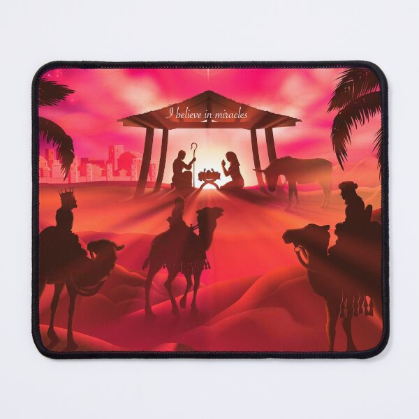 Item preview, I Believe in Miracles - Christmas Nativity Pink Orange Effect designed and sold by Imemewell.