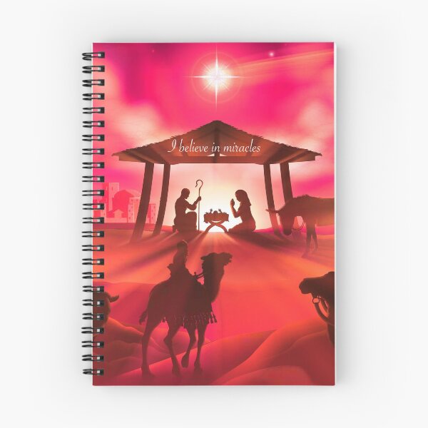 Item preview, I Believe in Miracles - Christmas Nativity Pink Orange Effect designed and sold by Imemewell.