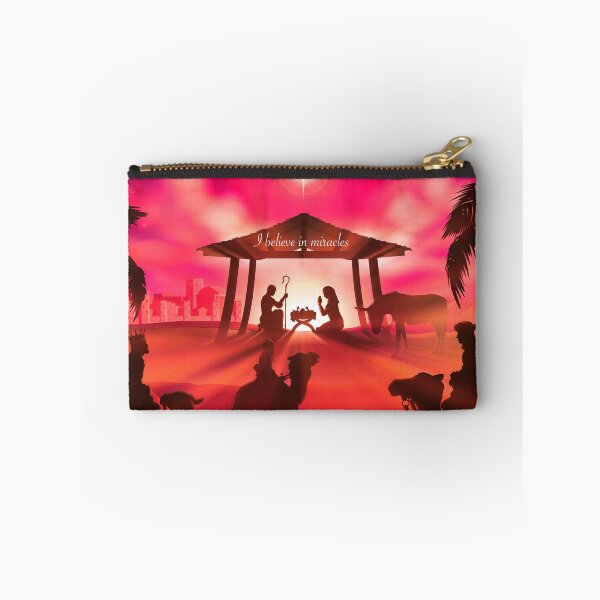 Item preview, I Believe in Miracles - Christmas Nativity Pink Orange Effect designed and sold by Imemewell.