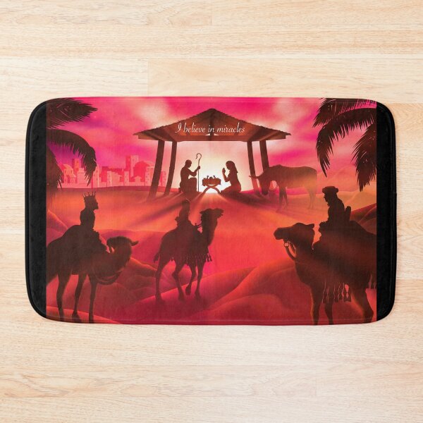 Item preview, I Believe in Miracles - Christmas Nativity Pink Orange Effect designed and sold by Imemewell.
