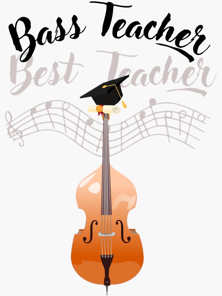 "Best Double Bass Teacher Gift" Sticker by BlackBrigit Redbubble
