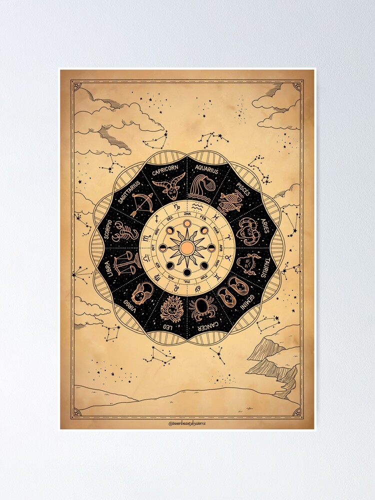 Poster for Sale avec l'œuvre « Calendrier des sorcières lunaires 2024  Événements d'astrologie » de l'artiste sierratruong