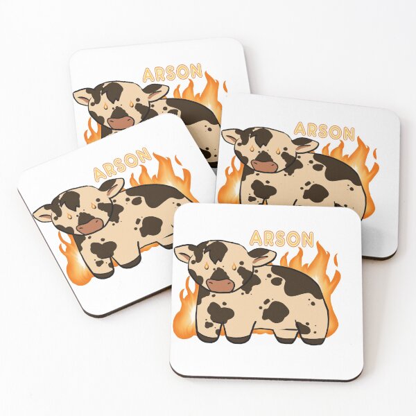 Item preview, Brown Cartoon Cow Commits Arson designed and sold by FuzzyballArts.
