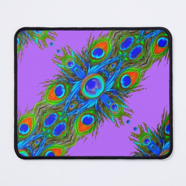 Item preview, PURPLE  ART BLUE ABSTRACT PEACOCK FEATHERS PATTERN ART  designed and sold by sharlesart.