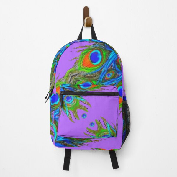 Item preview, PURPLE  ART BLUE ABSTRACT PEACOCK FEATHERS PATTERN ART  designed and sold by sharlesart.