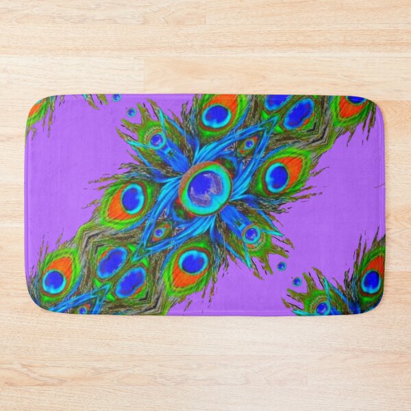 Item preview, PURPLE  ART BLUE ABSTRACT PEACOCK FEATHERS PATTERN ART  designed and sold by sharlesart.
