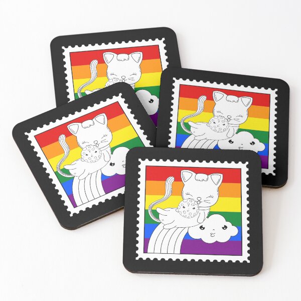 Item preview, Meow Pride - Cat Pride Rainbow Stamp On Black designed and sold by Rainbows Rock.