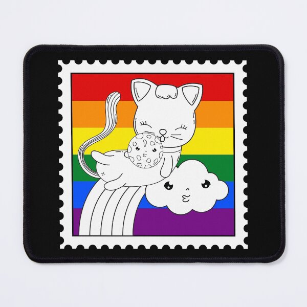 Item preview, Meow Pride - Cat Pride Rainbow Stamp On Black designed and sold by Rainbows Rock.