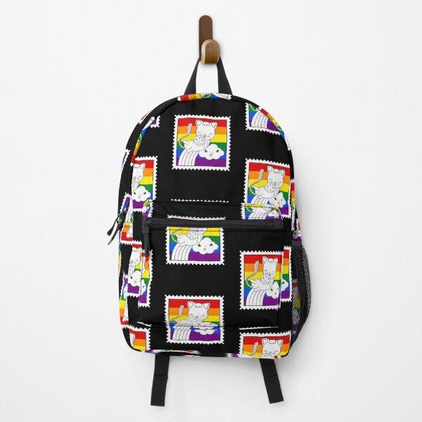 Item preview, Meow Pride - Cat Pride Rainbow Stamp On Black designed and sold by Rainbows Rock.