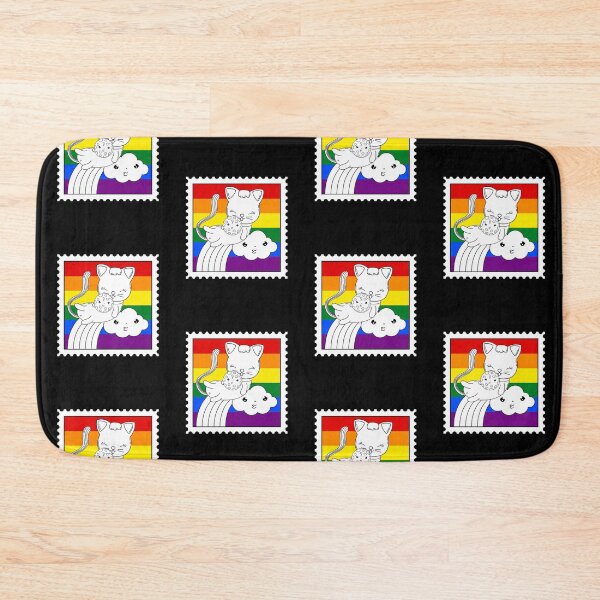 Item preview, Meow Pride - Cat Pride Rainbow Stamp On Black designed and sold by Rainbows Rock.