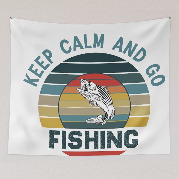 Artikelvorschau, cooles „Keep Calm And Go Fishing“-Vintage-Retro entworfen und verkauft von Shorim.