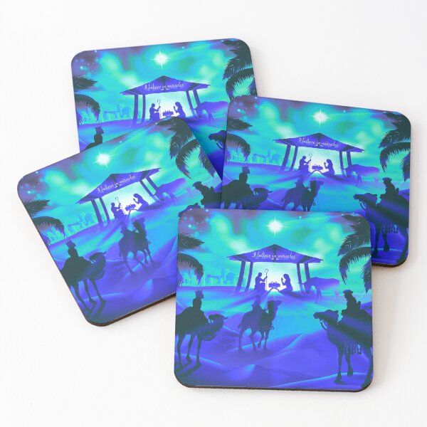 Item preview, I Believe in Miracles - Christmas Nativity Blue Green Effect designed and sold by Imemewell.