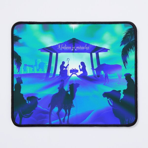 Item preview, I Believe in Miracles - Christmas Nativity Blue Green Effect designed and sold by Imemewell.