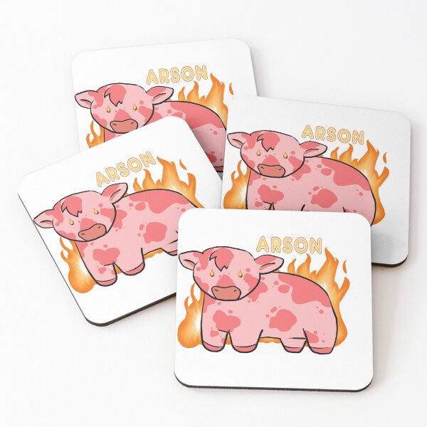 Item preview, Pink Cartoon Cow Commits Arson designed and sold by FuzzyballArts.
