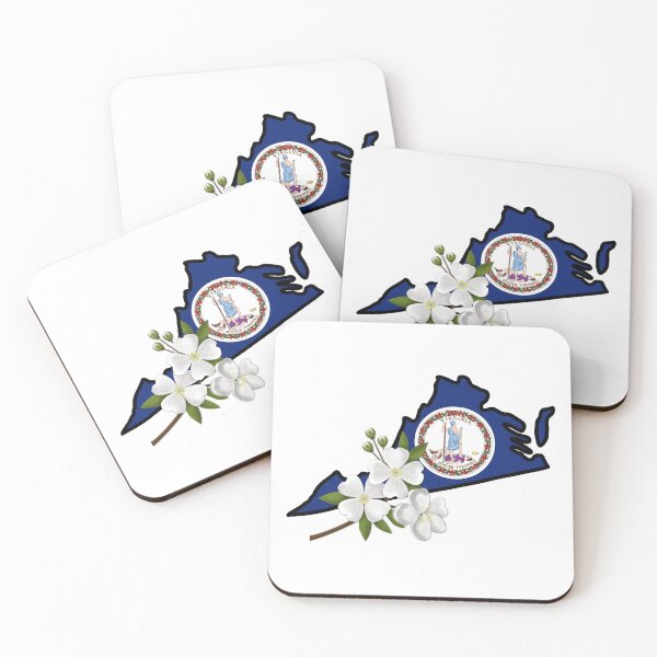 Item preview, State of Virginia Flag with State Flower Flowering Dogwood (White) designed and sold by Gsallicat.