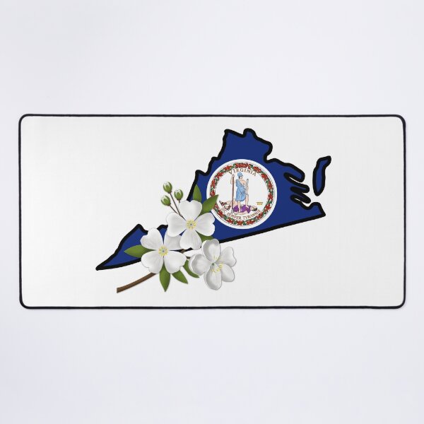 Item preview, State of Virginia Flag with State Flower Flowering Dogwood (White) designed and sold by Gsallicat.