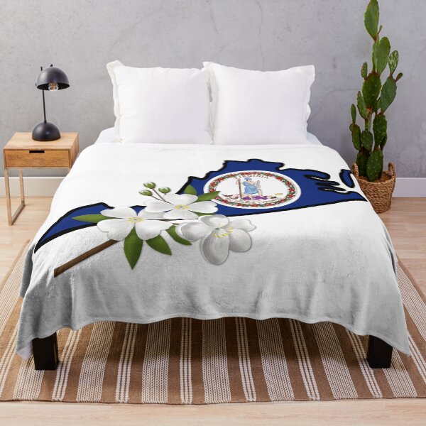 Item preview, State of Virginia Flag with State Flower Flowering Dogwood (White) designed and sold by Gsallicat.