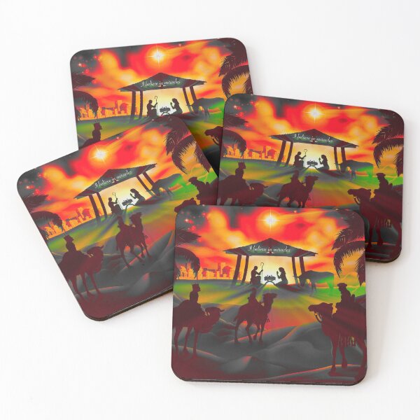 Item preview, I Believe in Miracles - Christmas Nativity Yellow Orange Green Effect designed and sold by Imemewell.