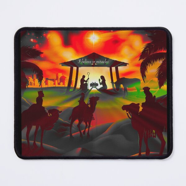 Item preview, I Believe in Miracles - Christmas Nativity Yellow Orange Green Effect designed and sold by Imemewell.