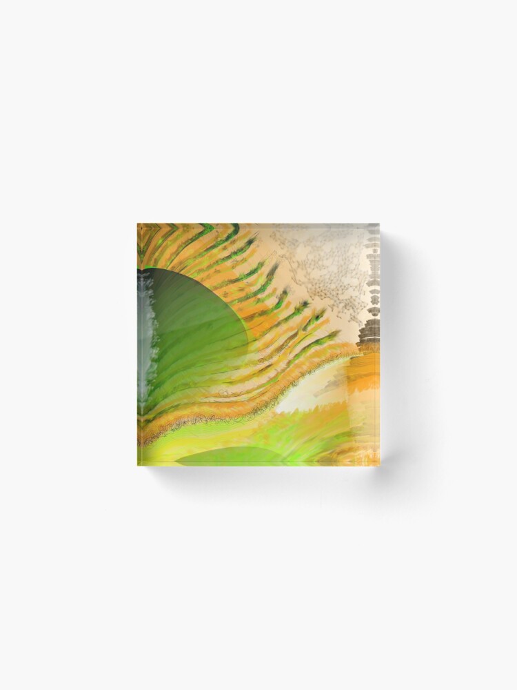Acrylic Block, Feathered Sun Breeze Abstract designed and sold by Mike Hansen