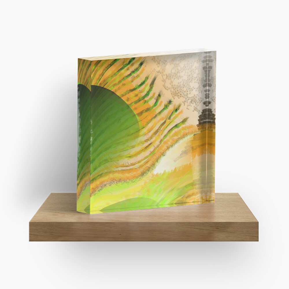 Feathered Sun Breeze Abstract Acrylic Block