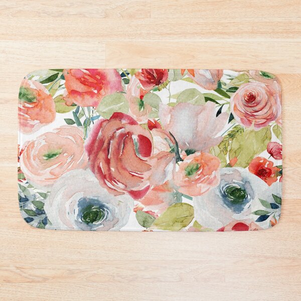 Item preview, Watercolor Flowers in Spring, orange, peach, blush pink, endive green designed and sold by PixDezines.
