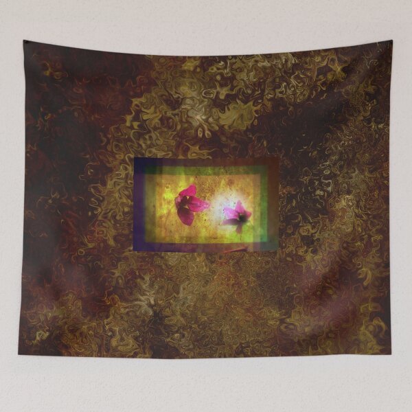Item preview, marriage of Titania; Salmon berry floral duet on brown  designed and sold by Dawna Morton.