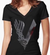 Vikings HD logo Women's Fitted V-Neck T-Shirt
